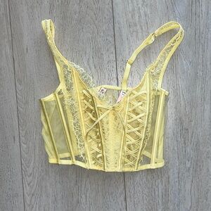 NWT small yellow Victoria’s Secret dream Angels lingerie corset top!
